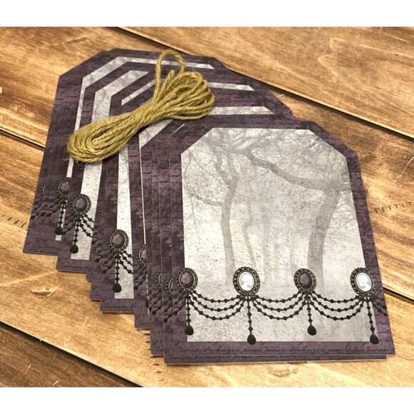 Recollections Midnight Magic Halloween Tags With Jute Twine HEADSTONE 349640 - Picture 1 of 3
